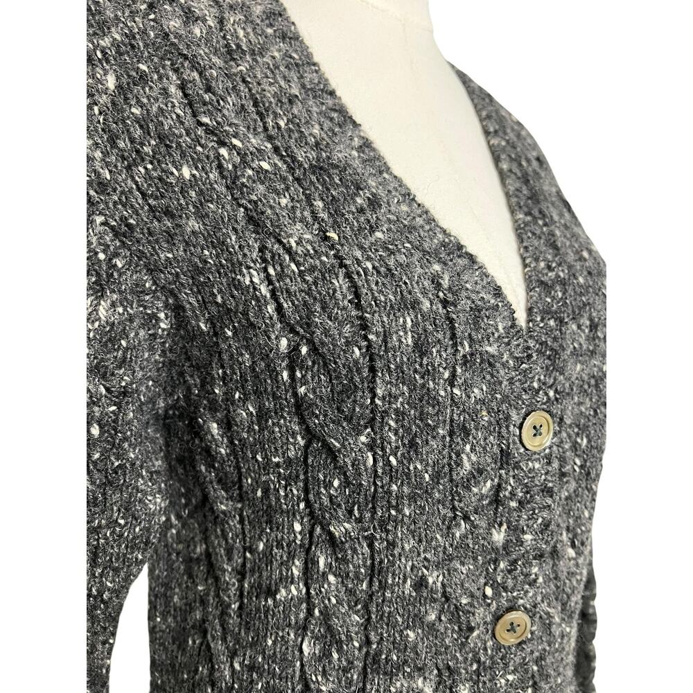 Ralph Lauren Cardigan Sweater Womens Medium Gray 100% Wool Cable Knit Pockets - Picture 5 of 8